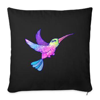 Colibri oiseau mignon animaux - Housse de coussin décorative 45 x 45 cm - noir - Devant