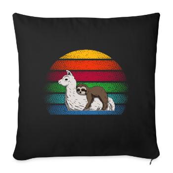 Sloth Alpaca Chiller Outfit - Sofa pillowcase 17,3'' x 17,3'' (45 x 45 cm) - black - Front