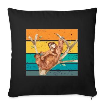 Maman paresseux avec doux bébé paresseux - Housse de coussin décorative 45 x 45 cm - noir - Devant