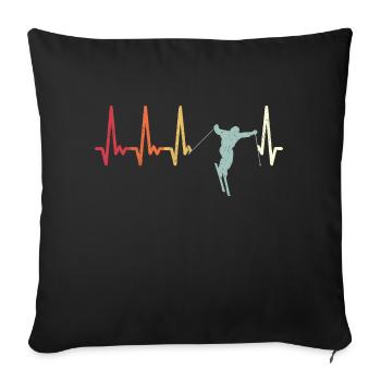 Skieur rétro rythme de ski ski - Housse de coussin décorative 45 x 45 cm - noir - Devant