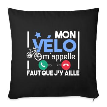 Vélo Cycliste Cyclisme VTT Humour Sport T-shirts - Housse de coussin décorative 45 x 45 cm - noir - Devant