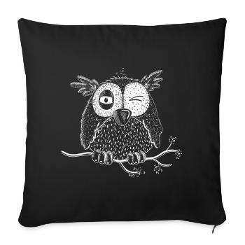 Happy Owl - Sofa pillowcase 17,3'' x 17,3'' (45 x 45 cm) - black - Front