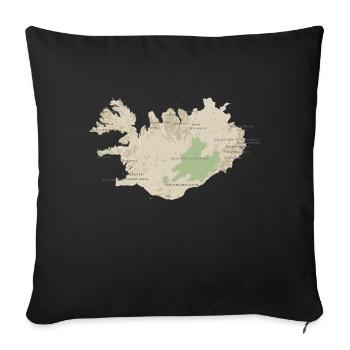 Map of Iceland - Sofa pillowcase 17,3'' x 17,3'' (45 x 45 cm) - black - Front