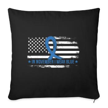 In November I wear blue - Sofa pillowcase 17,3'' x 17,3'' (45 x 45 cm) - black - Front