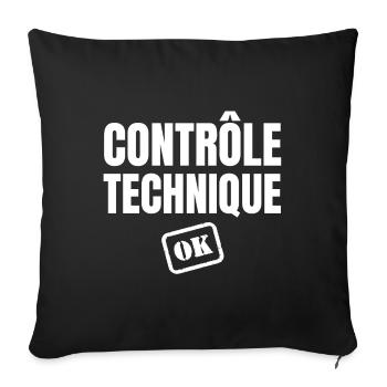 contrôle technique ok, phrase drôle - Housse de coussin décorative 45 x 45 cm - noir - Devant