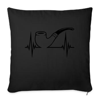 Pulsation de pipe de tabac Heartbeat - Housse de coussin décorative 45 x 45 cm - noir - Devant
