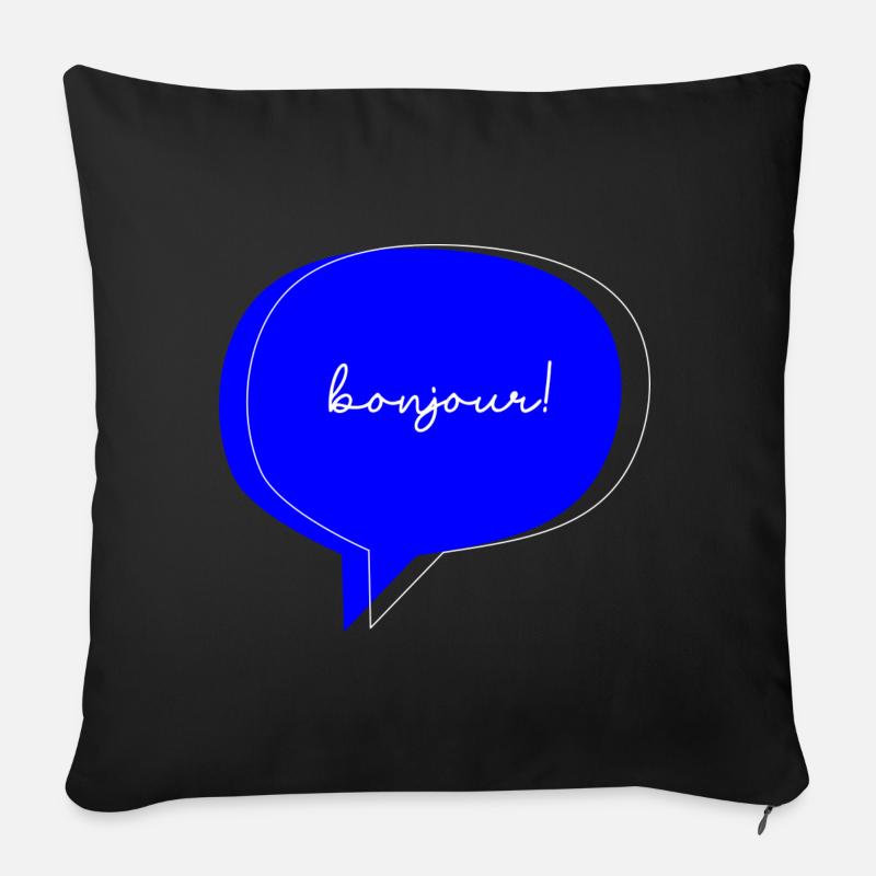 Bonjour. - Sofa pillowcase 17,3'' x 17,3'' (45 x 45 cm) - black