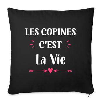 les copines c'est la vie - Housse de coussin décorative 45 x 45 cm - noir - Devant