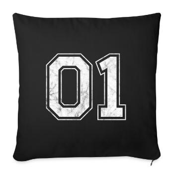 Numéro 01 - Housse de coussin décorative 45 x 45 cm - noir - Devant