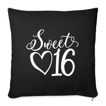 Sweet Sixteen Mignon cadeau de 16 ans - Housse de coussin décorative 45 x 45 cm - noir - Devant