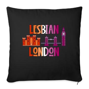 Lesbian London LGBTQI lesbian pride flag coloursUK - Sofa pillowcase 17,3'' x 17,3'' (45 x 45 cm) - black - Front