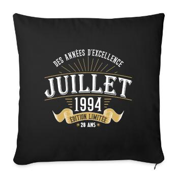 28 Ans Anniversaire Vintage Né(e) en Juillet 1994 - Housse de coussin décorative 45 x 45 cm - noir - Devant