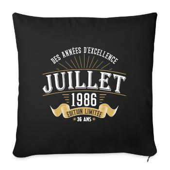 36 Ans Anniversaire Vintage Né(e) en Juillet 1986 - Housse de coussin décorative 45 x 45 cm - noir - Devant