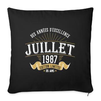 35 Ans Anniversaire Vintage Né(e) en Juillet 1987 - Housse de coussin décorative 45 x 45 cm - noir - Devant