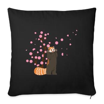 Cherry Blossom Red Panda Japanese Sakura Flower - Sofa pillowcase 17,3'' x 17,3'' (45 x 45 cm) - black - Front