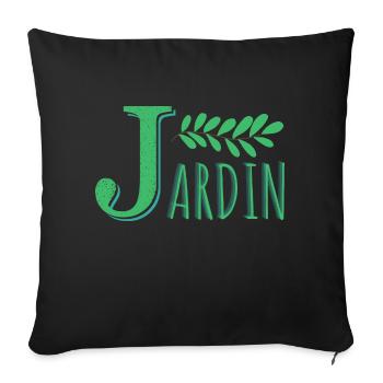 JARDIN J majuscule vert - Housse de coussin décorative 45 x 45 cm - noir - Devant