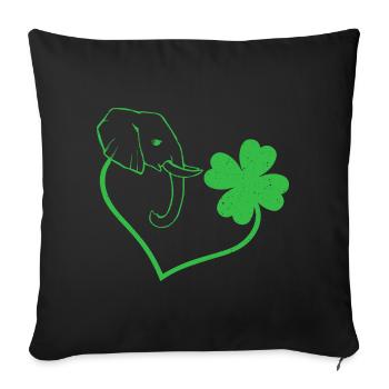 Elefant Kleeblatt Herz Kleeblatt - Sofakissenbezug 45 x 45 cm - Schwarz - Vorne