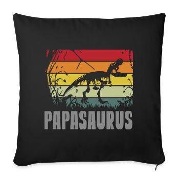 Papasaurus Papa Dinosaure Fête des Pères Journée des Hommes - Housse de coussin décorative 45 x 45 cm - noir - Devant
