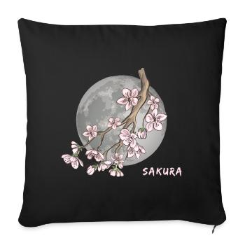 Japanese Cherry Blossom Sakura - Sofa pillowcase 17,3'' x 17,3'' (45 x 45 cm) - black - Front