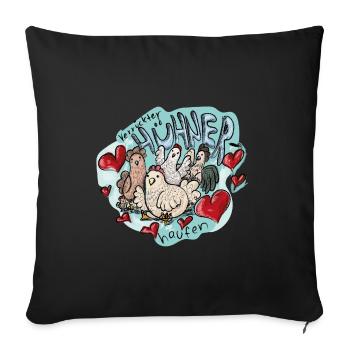 Verrückter Hühnerhaufen - Sofakissenbezug 45 x 45 cm - Schwarz - Vorne