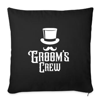 Groom’s Crew Top Hat Moustache Mens Enterrement de vie de garçon - Housse de coussin décorative 45 x 45 cm - noir - Devant