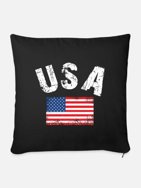 USA Flagge - Pudebetræk 45 x 45 cm - sort