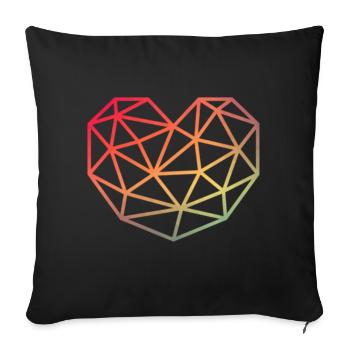 Polygon Heart Gradient Colorful Love Music Romance - Sofa pillowcase 17,3'' x 17,3'' (45 x 45 cm) - black - Front