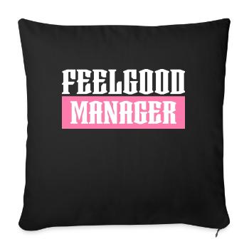 Feelgood manager pink tshirt black - Sofa pillowcase 17,3'' x 17,3'' (45 x 45 cm) - black - Front