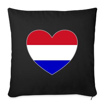 Holland Flag Heart - Sofa pillowcase 17,3'' x 17,3'' (45 x 45 cm) - black - Front