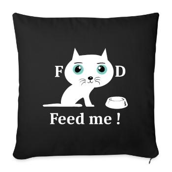 Cute White Cat - Sofa pillowcase 17,3'' x 17,3'' (45 x 45 cm) - black - Front