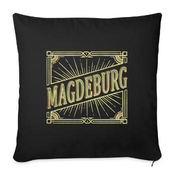 Magdebourg Allemagne City Font Vintage Retro - Housse de coussin décorative 45 x 45 cm - noir - Devant
