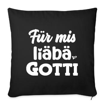 Mis liäbä Gotti Krimskrams Täschli Gotti Schweiz - Sofakissenbezug 45 x 45 cm - Schwarz - Vorne
