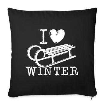 i love winter snow sleigh heart love symbol - Sofa pillowcase 17,3'' x 17,3'' (45 x 45 cm) - black - Front