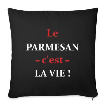 le parmesan c'est la vie - Housse de coussin décorative 45 x 45 cm - noir - Devant