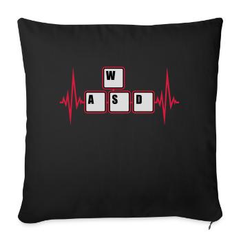 WASD Keyboard Keys Gamer - Sofa pillowcase 17,3'' x 17,3'' (45 x 45 cm) - black - Front