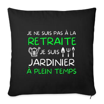 jardinier, jardiner, jardinage, paysagiste - Housse de coussin décorative 45 x 45 cm - noir - Devant