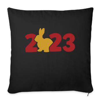 2023 Rabbit Red Gold - Sofa pillowcase 17,3'' x 17,3'' (45 x 45 cm) - black - Front