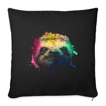 Buntes Faultier Sloth - Sofakissenbezug 45 x 45 cm - Schwarz - Vorne