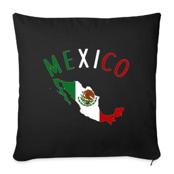 Carte du drapeau du Mexique - Housse de coussin décorative 45 x 45 cm - noir - Devant