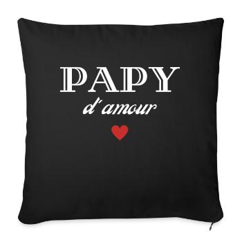 papy d'amour - Housse de coussin décorative 45 x 45 cm - noir - Devant