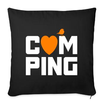 Camping Spatz Heart Camper Cool Quotes Fan Holiday - Sofa pillowcase 17,3'' x 17,3'' (45 x 45 cm) - black - Front