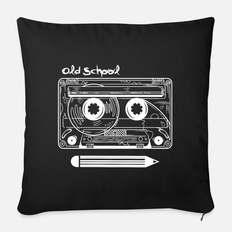 Retro Kassette und Stift - Sofakissenbezug 45 x 45 cm - Schwarz