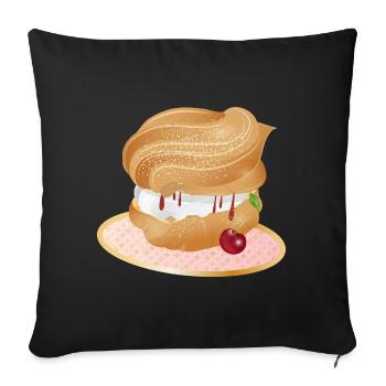 Cream puff filled with cream and cherry - Sofa pillowcase 17,3'' x 17,3'' (45 x 45 cm) - black - Front
