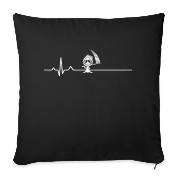Funny Grim Reaper Heartbeat Death Cardiogram Goth - Sofakissenbezug 45 x 45 cm - Schwarz - Vorne