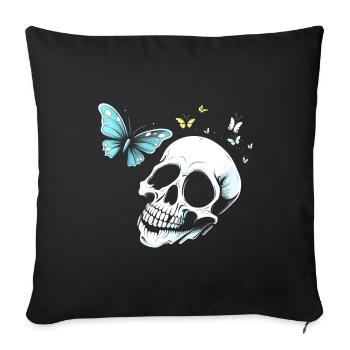 Skull and crossbones with butterfly - Sofa pillowcase 17,3'' x 17,3'' (45 x 45 cm) - black - Front