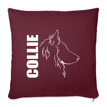 Langhaar Collie Profil Hunde Hund Wilsigns - Sofakissenbezug 45 x 45 cm - Burgunderrot - Vorne