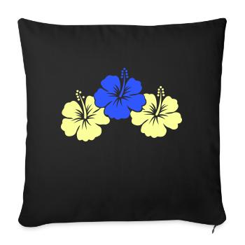 Hibiscus Flowers - Sofa pillowcase 17,3'' x 17,3'' (45 x 45 cm) - black - Front
