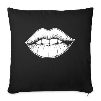 Lèvres, bouche, baisers lèvres - Housse de coussin décorative 45 x 45 cm - noir - Devant