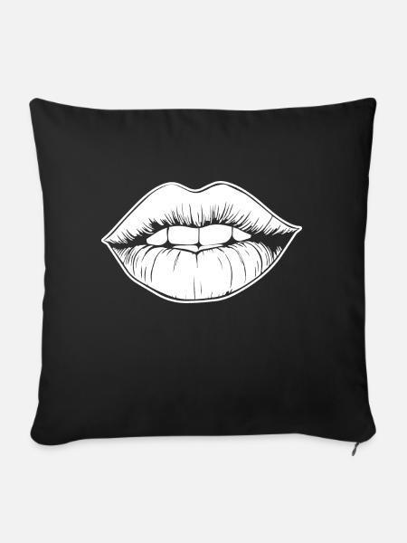 Lippen Mund Kussmund - Sofakissenbezug 45 x 45 cm - Schwarz