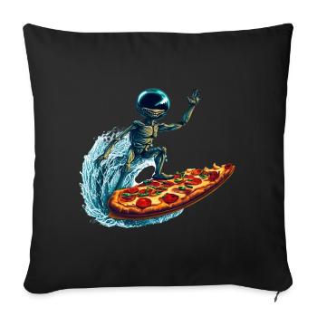 Pizza Surfer Alien - Housse de coussin décorative 45 x 45 cm - noir - Devant
